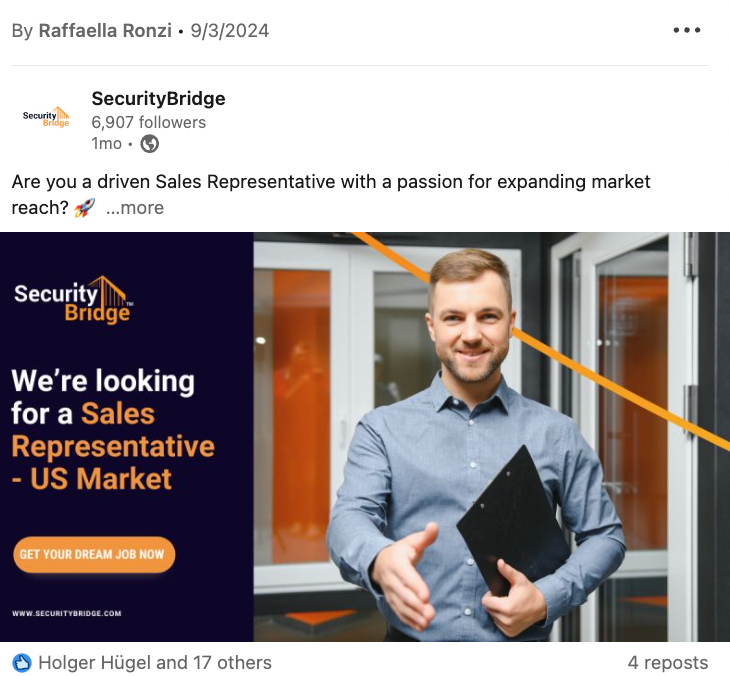 Employer branding content example