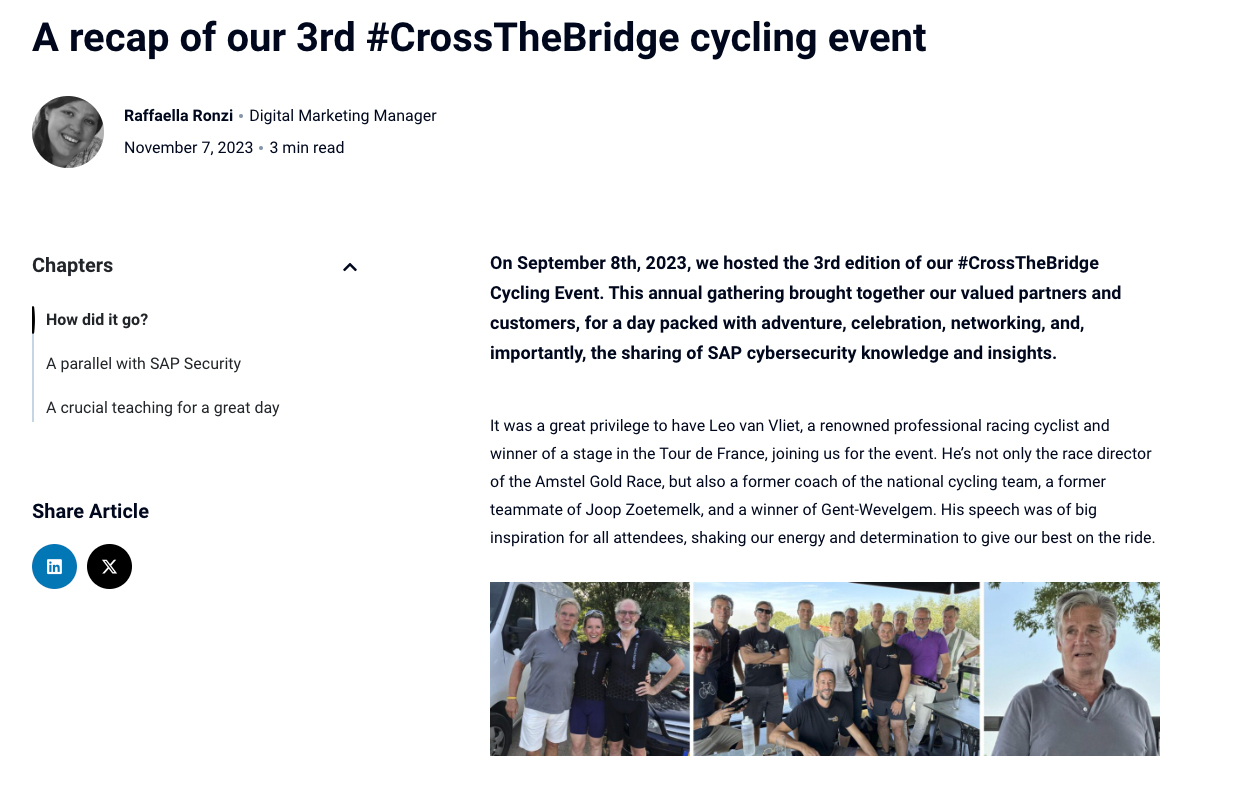 Cycling event recap