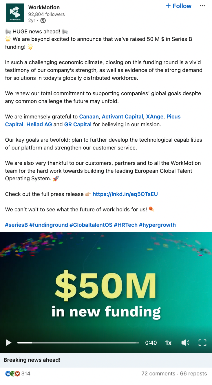 Social media content example